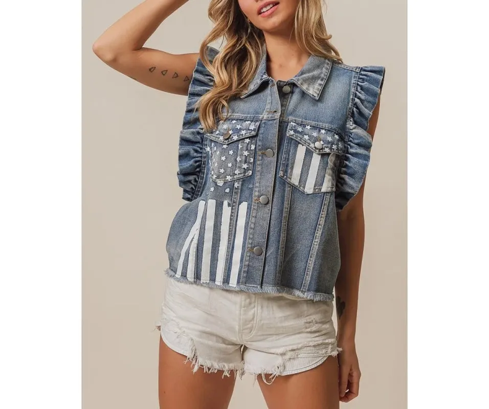 Flag Washed Denim Jacket