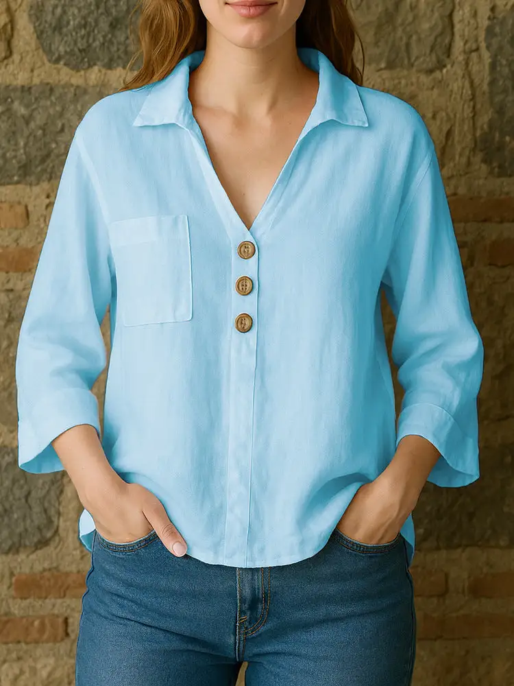 Smooth Relaxed Long Sleeve Blouse