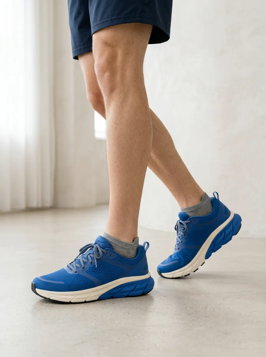 Men's Blue Athletic Running Mesh Printed Sneakers