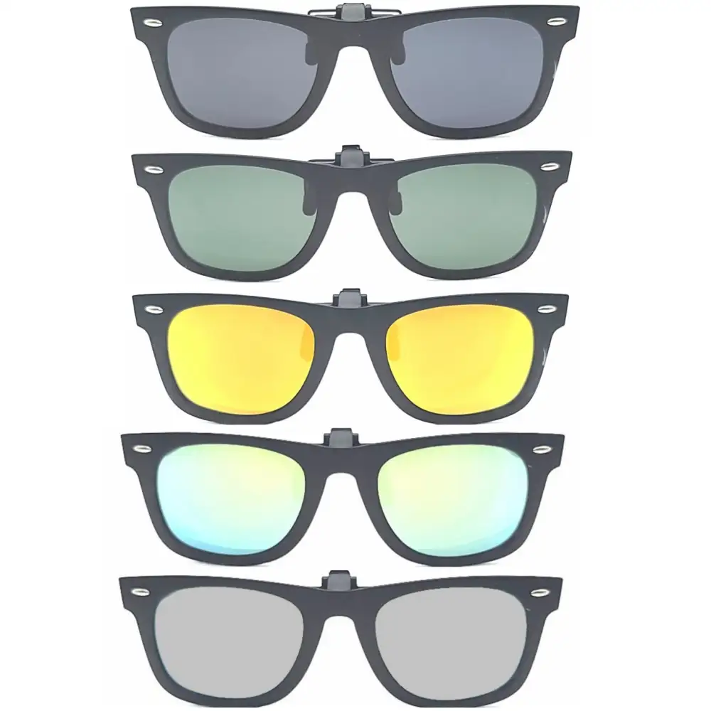 60mm Wayfarer Polarized Full-Frame Clip-On Sunglasses