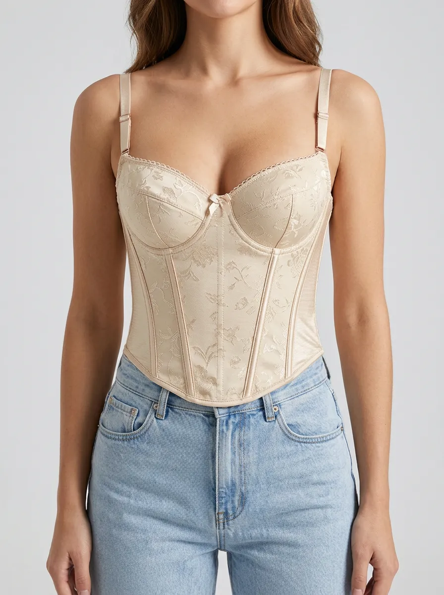 Jacquard Boned Women's Corset Top
