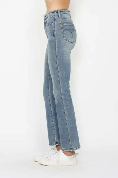 Casual Flare Leg Embroidered Denim Jeans