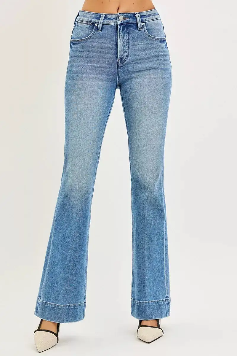 Denim Mid Rise Flared Pocketed Jeans