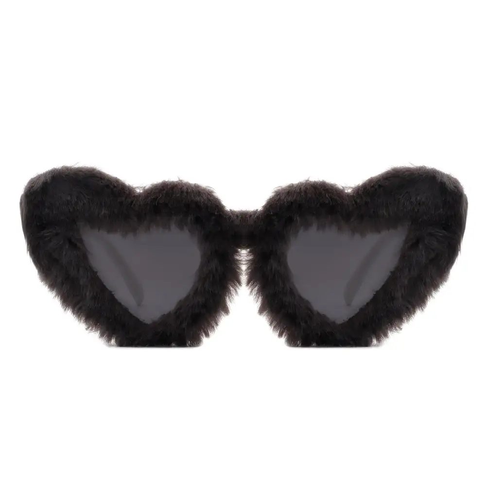 Fuzzy Plush Fur Heart Shape Fluffy Sunglasses