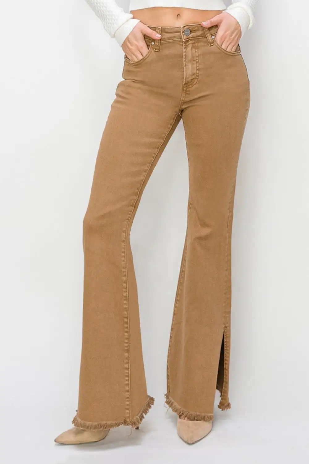 Bailey High Waist Side Slit Flared Denim Jeans