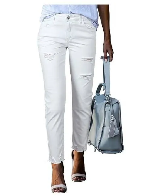 Distressed Straight Ankle Fit Jeans