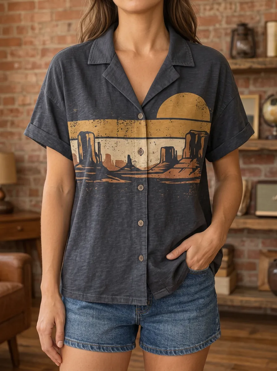 Women's Desert Landscape Sunset Scenic Shirt