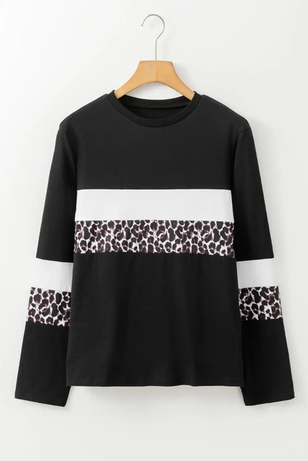 Women's Leopard Print Colorblock Crew Neck T-Shirt