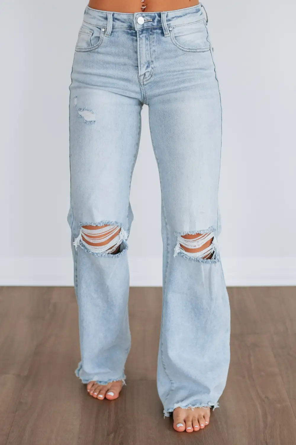 Women's High Rise Raw Hem Zip Fly Jeans