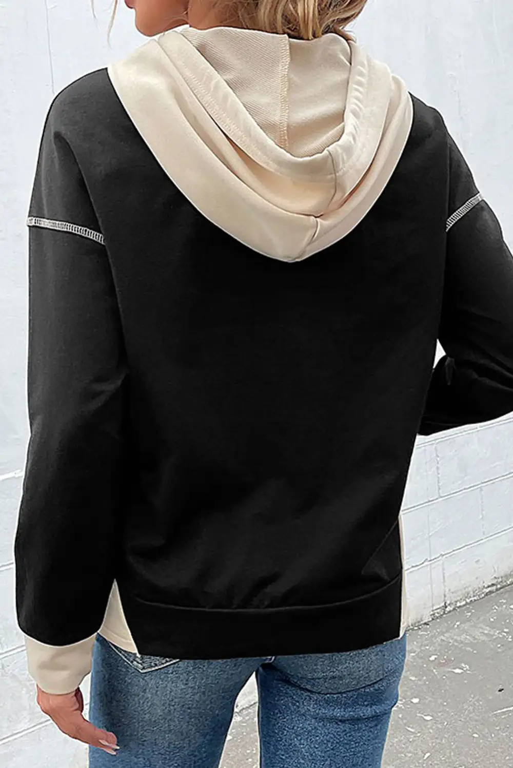 Drop-Shoulder Colorblock Patchwork Contrast Sweatshirt
