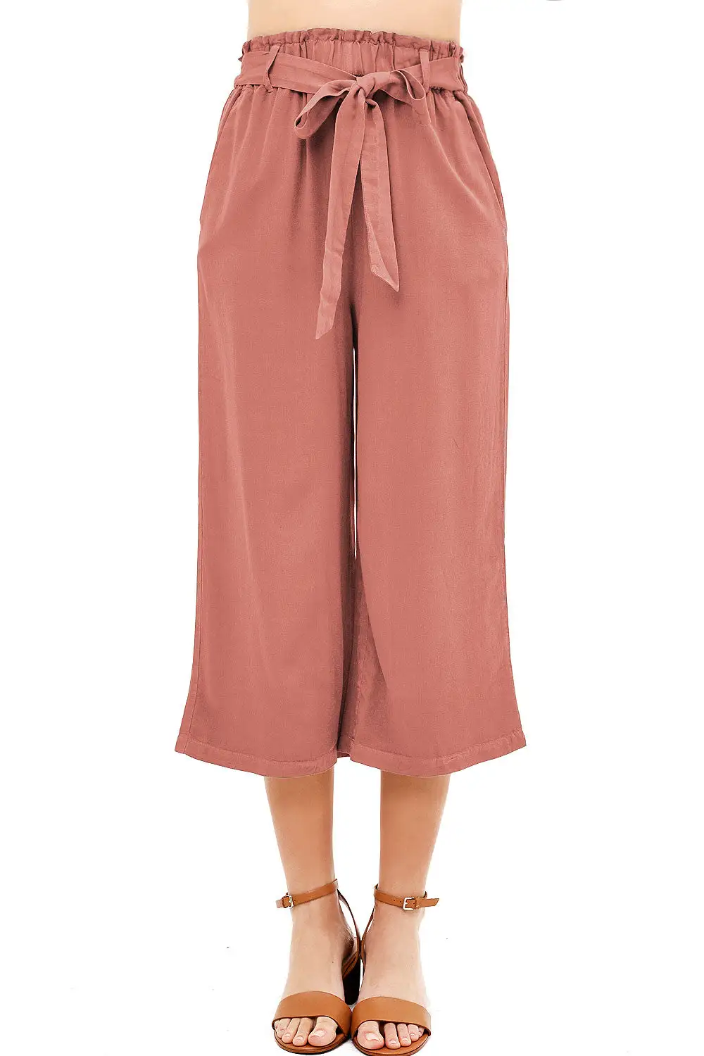Solid Color Pocketed Culottes
