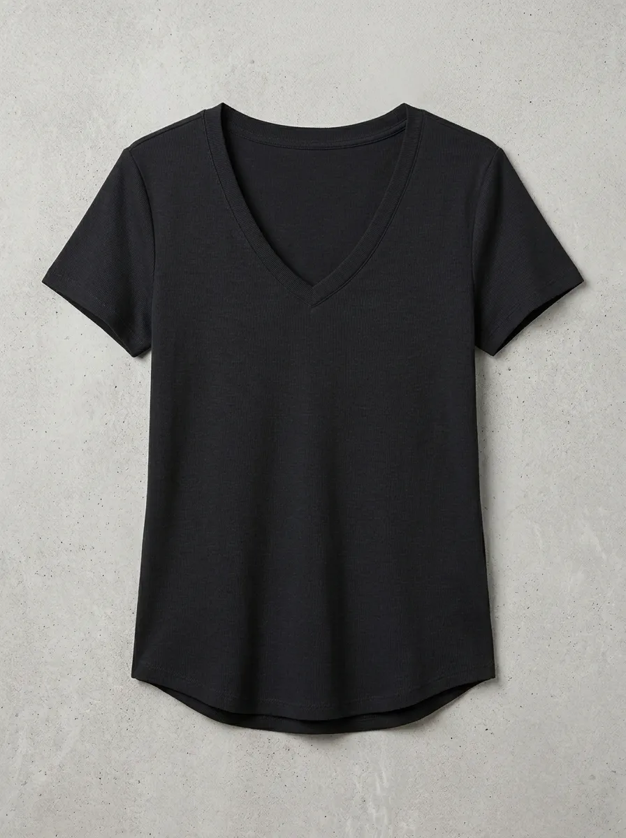 Women's Curved-Hem V-Neck T-Shirt