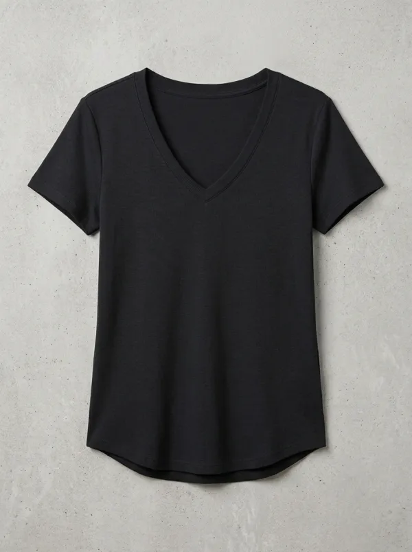 Women's Curved-Hem V-Neck T-Shirt