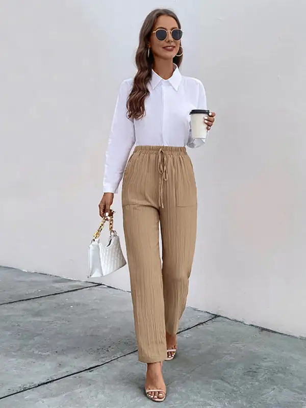 Elastic Waist Pleated Pants