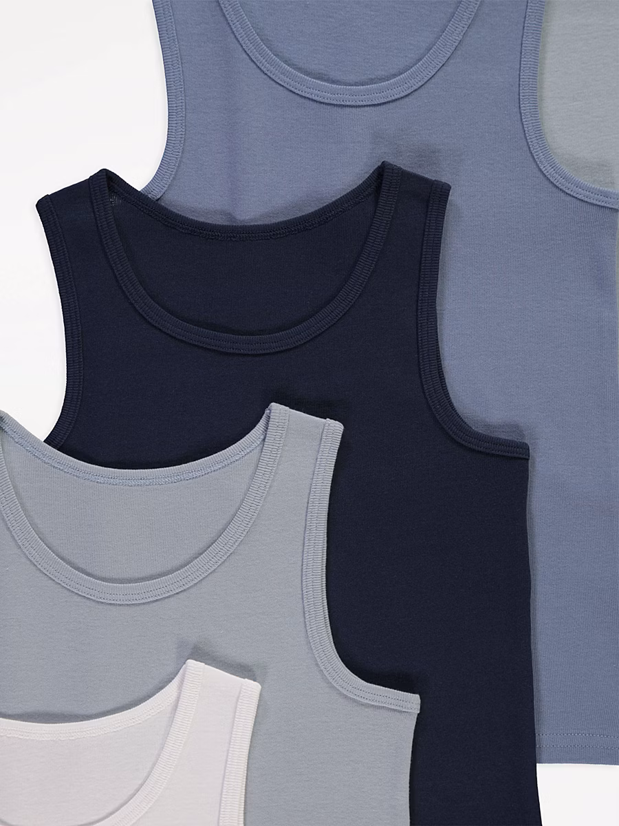 Blue Ribbed Vests 10 Pack detail 1