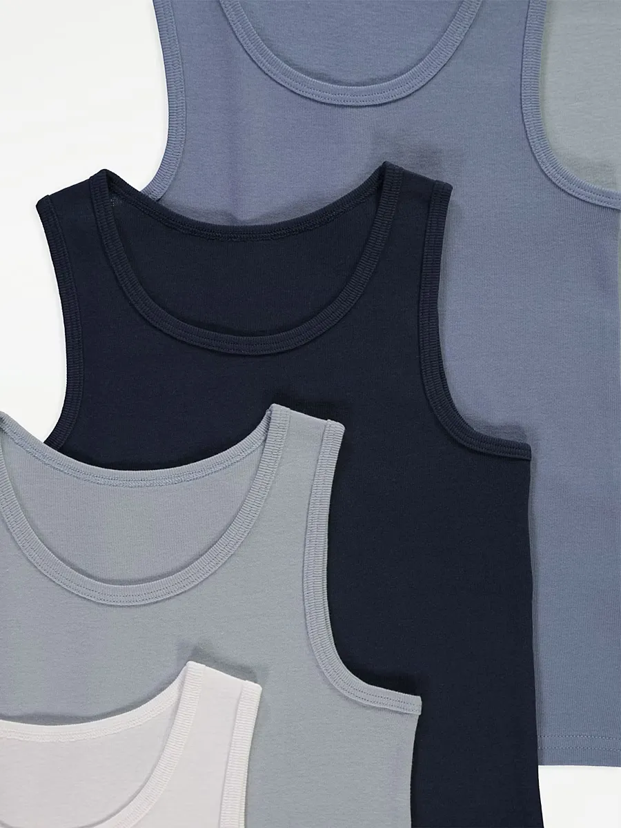 Blue Ribbed Vests 10 Pack