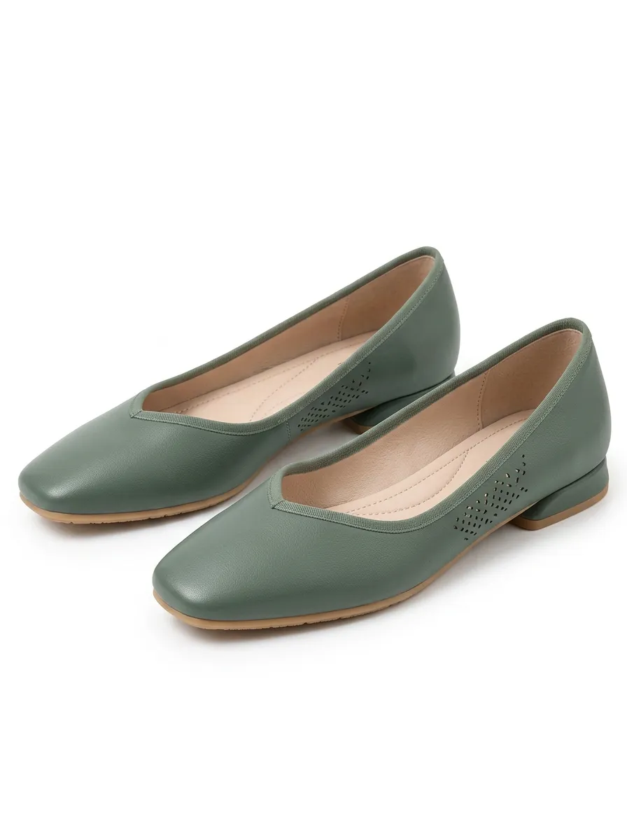 Women's Contemporary Sage Green Square Toe Shoes