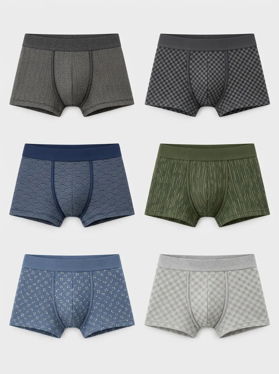 Men's Field Geometric Patterned Multi-Pack Printed Boxer Briefs