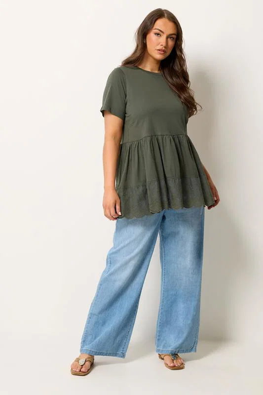 Green Tiered Peplum Top detail 1