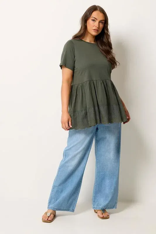 Green Tiered Peplum Top