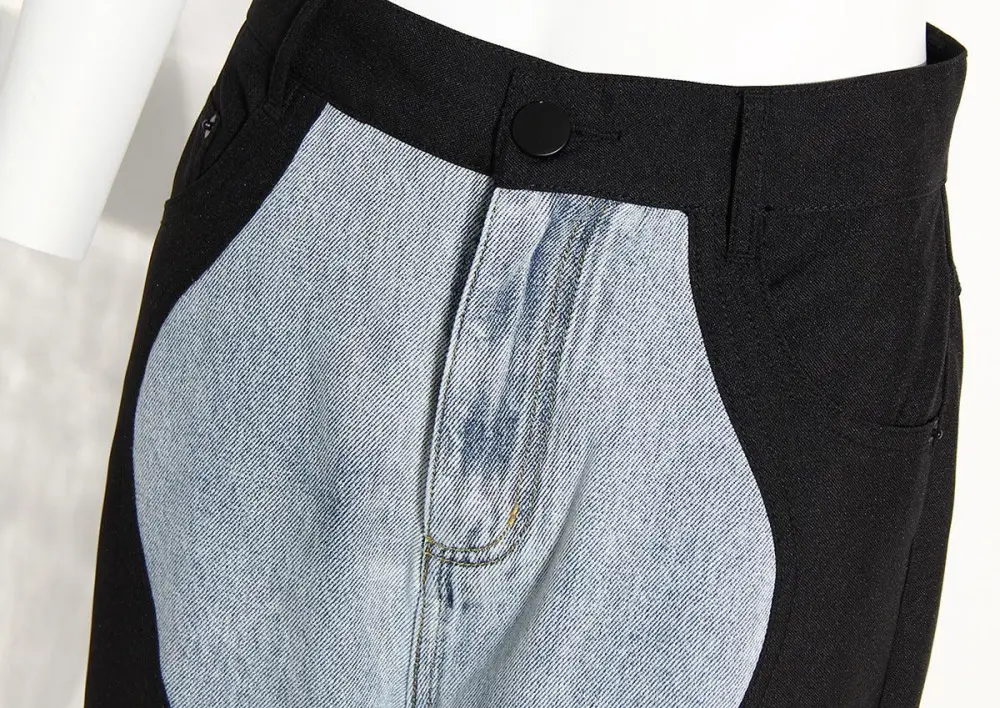 High-Waist Wave-Pattern Wide Straight Jeans