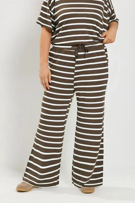 Chocolate Brown Stripe Tie Waist Trousers
