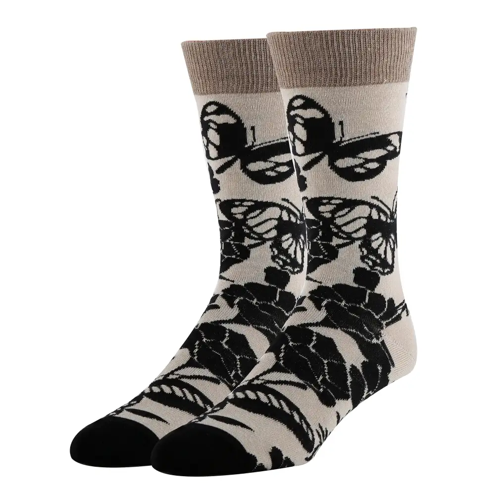Playful Cotton Blend Floral Motif Crew Socks