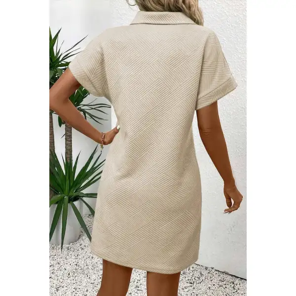 Button Front Short Sleeve Mini Dress