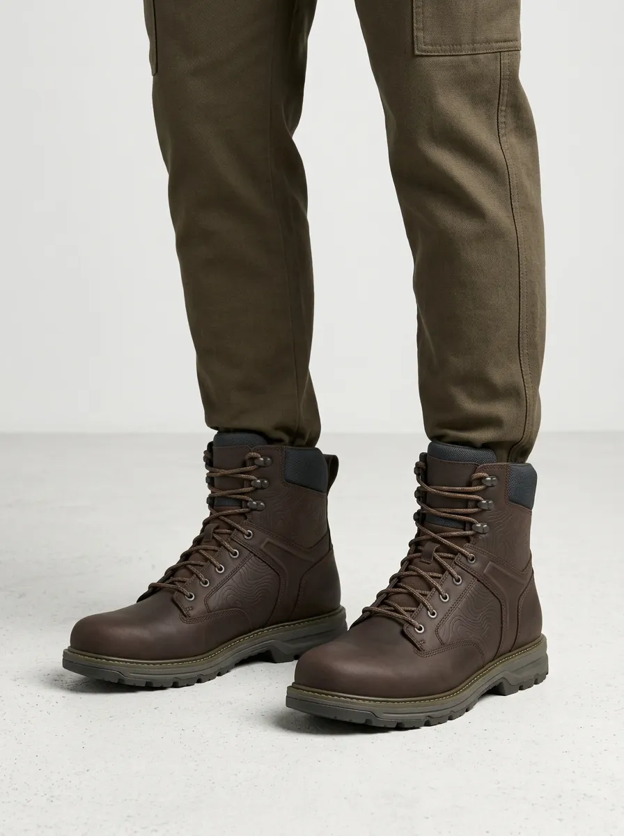 Topographic Hiking Work Boots Graphic