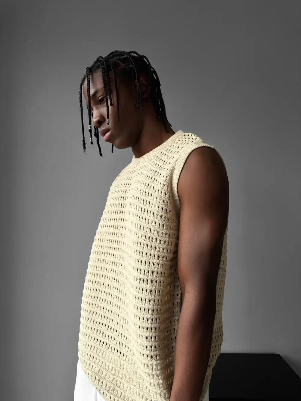 Modern Relaxed Grid Texture Tank Top