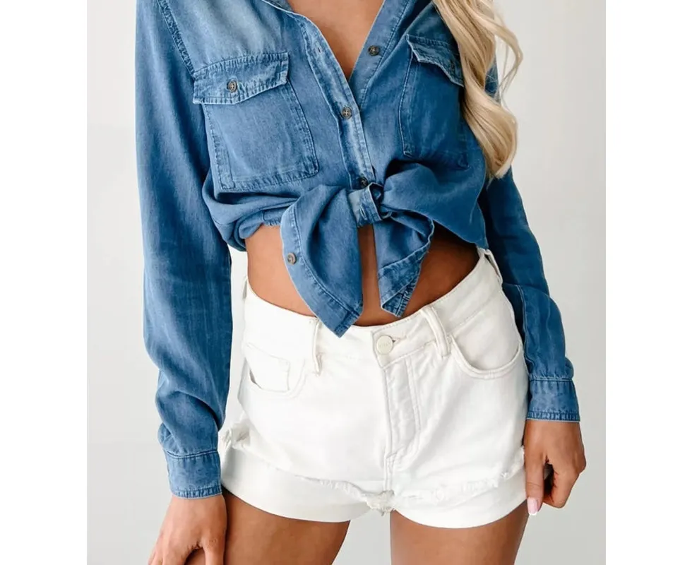 Button-Down Collared Denim Shirt