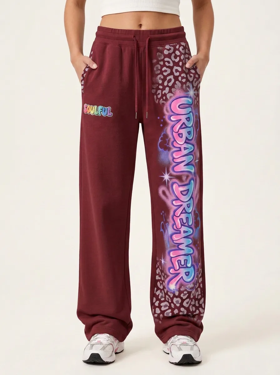 Women's Streetwear Urban Dreamer Graffiti Leopard Printed Joggers