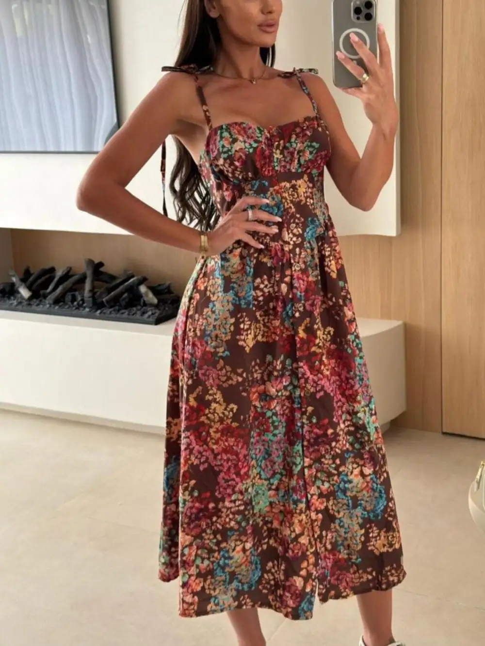 Drape Striped Midi Dress