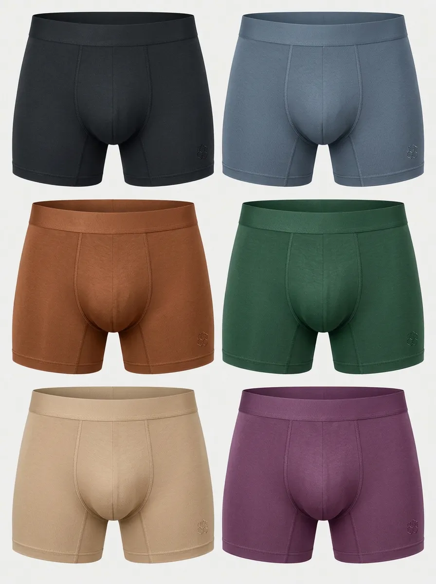Soft-Touch Smooth Cotton Boxer Briefs with Solid Color Design for Men — Multipack