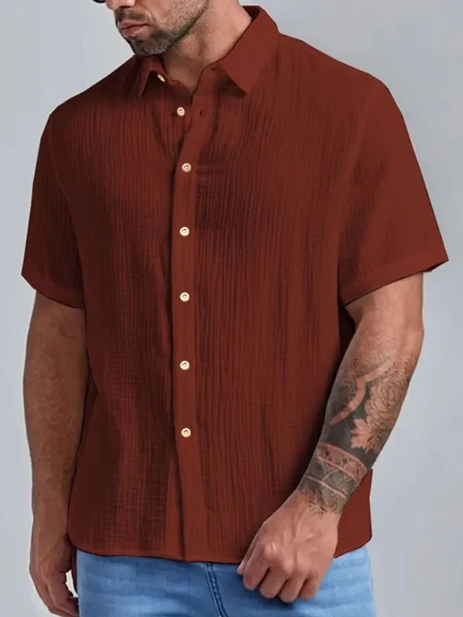 Workwear Cotton Linen Short Sleeve Shirt