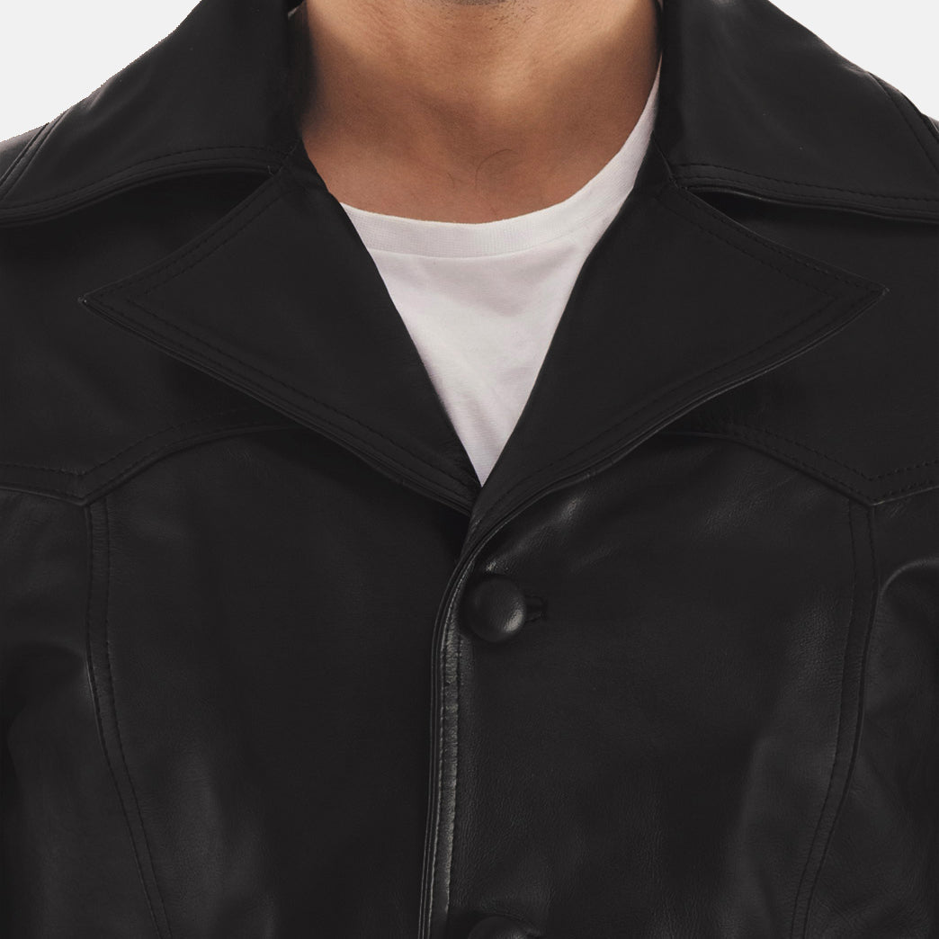 Men's Textured Leather Coat