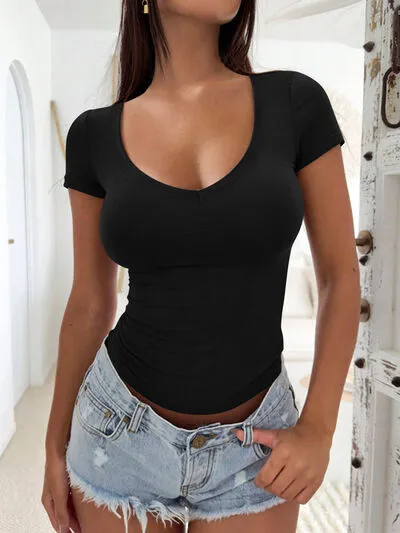 Soft V-Neck Short-Sleeve T-Shirt