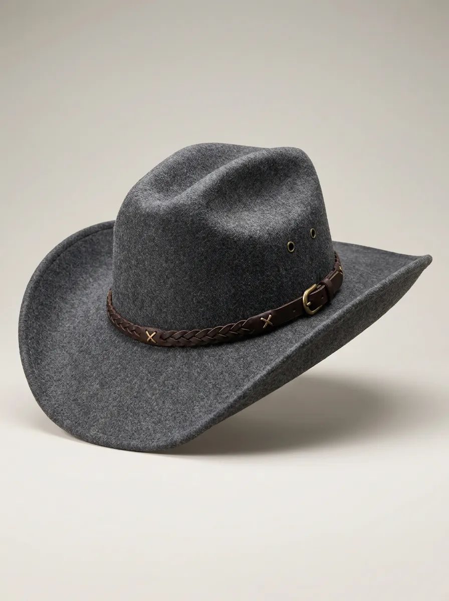 Grey Felt Hat with Braided Band