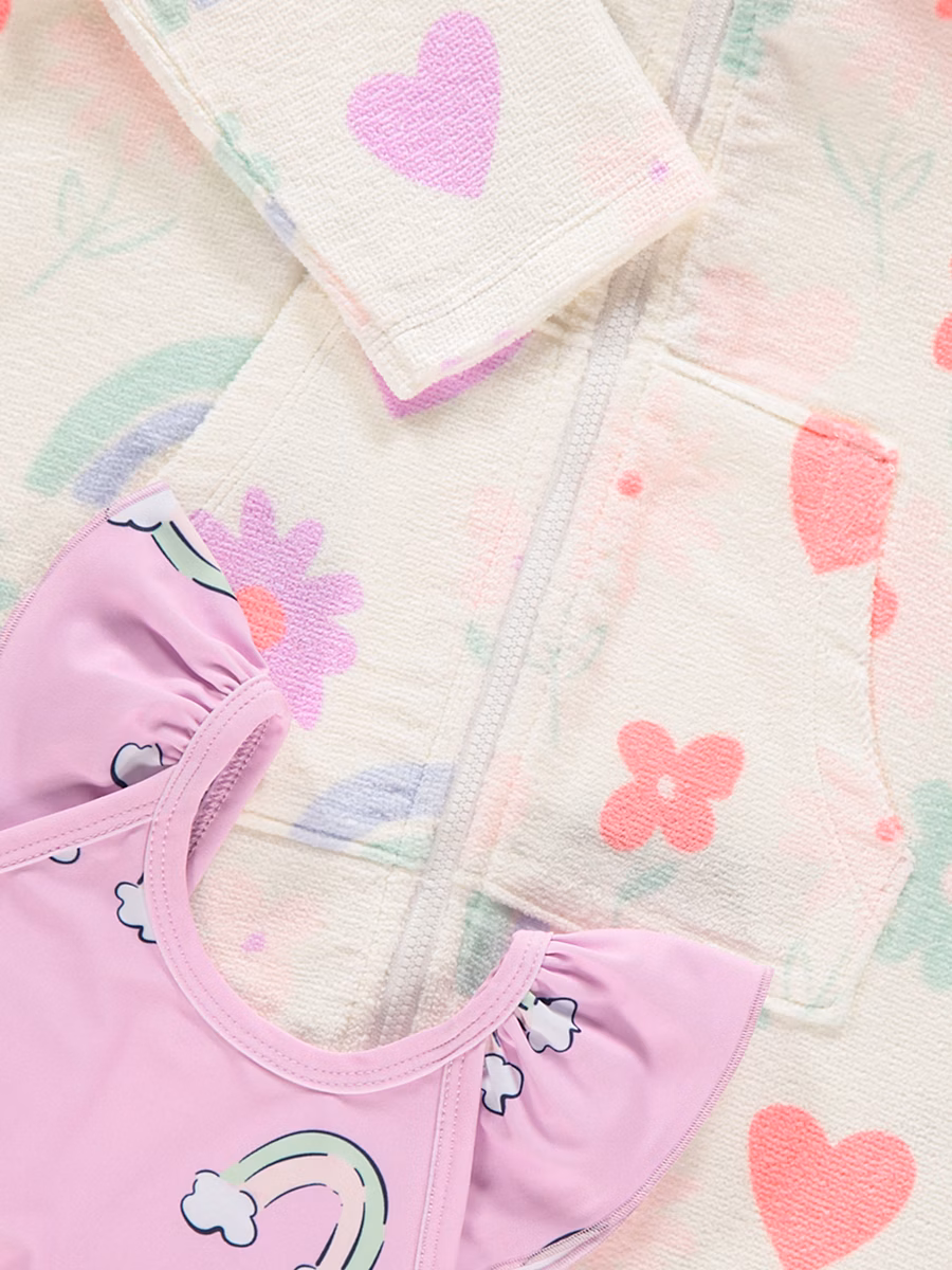 Rainbow Flower Swimsuit and Robe detail 1