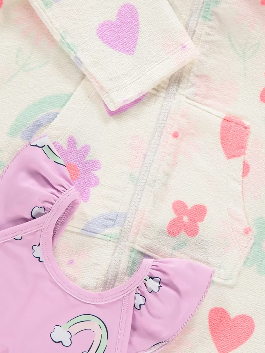 Rainbow Flower Swimsuit and Robe