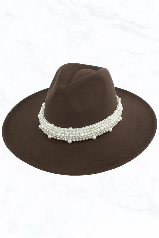 Big Brim Peach Heart Top Jazz Pearl Hat