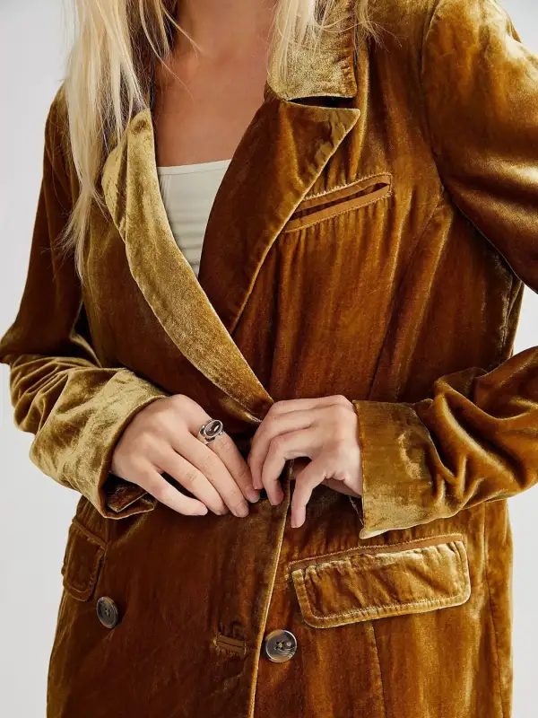 Lapel Collar Button Up Blazer Easy Layering Piece