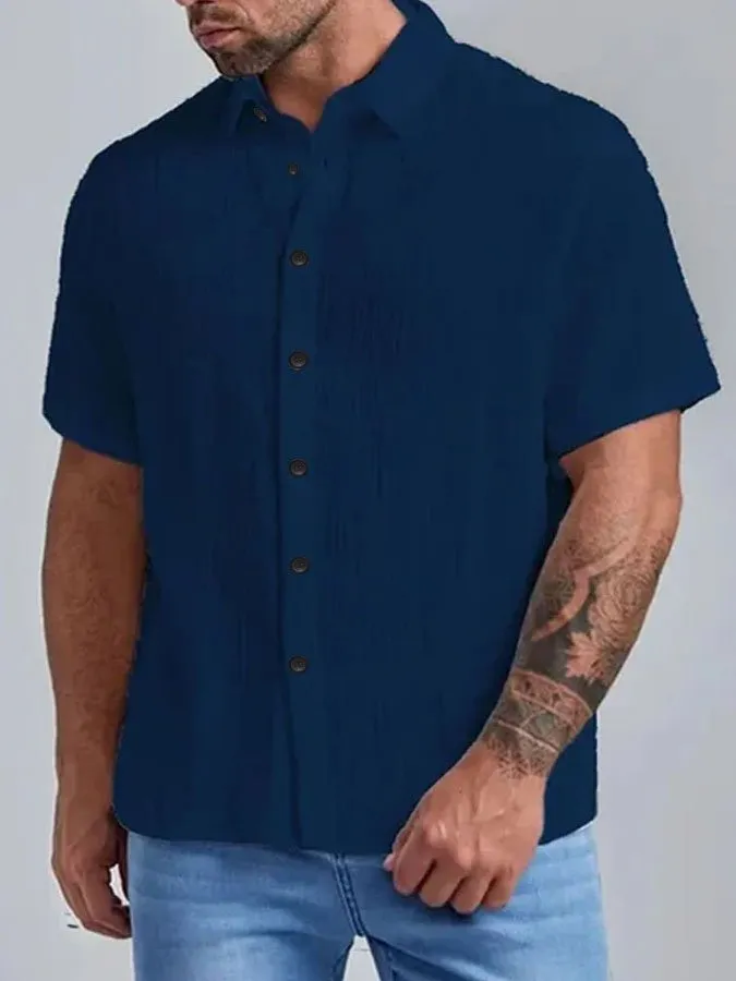 Workwear Cotton Linen Short Sleeve Shirt