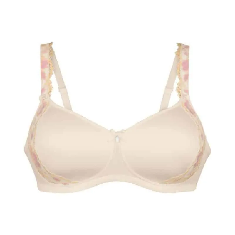 Women's Post-Mastectomy Floral Lace Embroidery Mesh Floral Detail Smoothing Bra