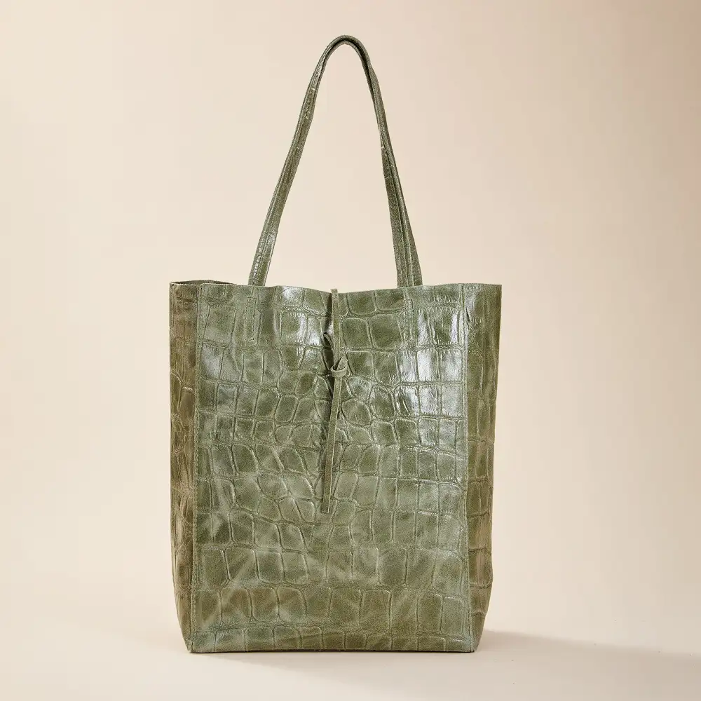 Smart Carry Leather Croco Texture Tote Bag
