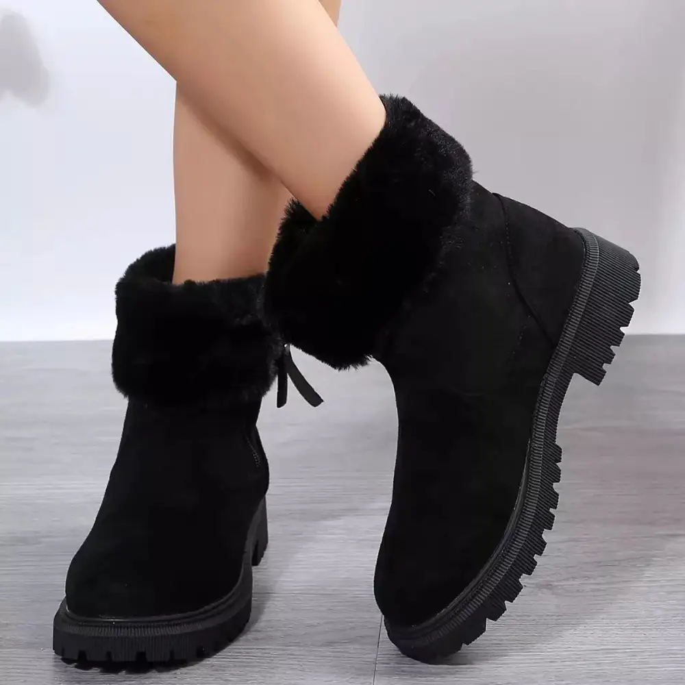 Side-Zip Fuzzy Boots