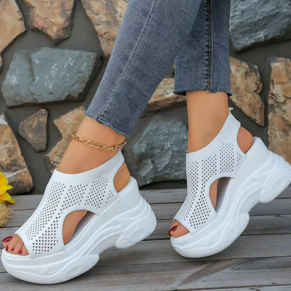 Relaxed Open Toe Wedge Sandals