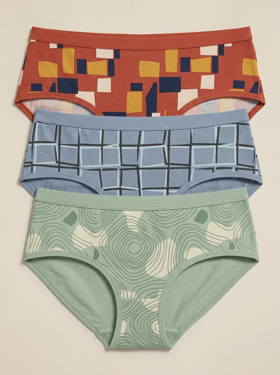 Women's Geometric Abstract Pattern Printed Three-Pack Briefs