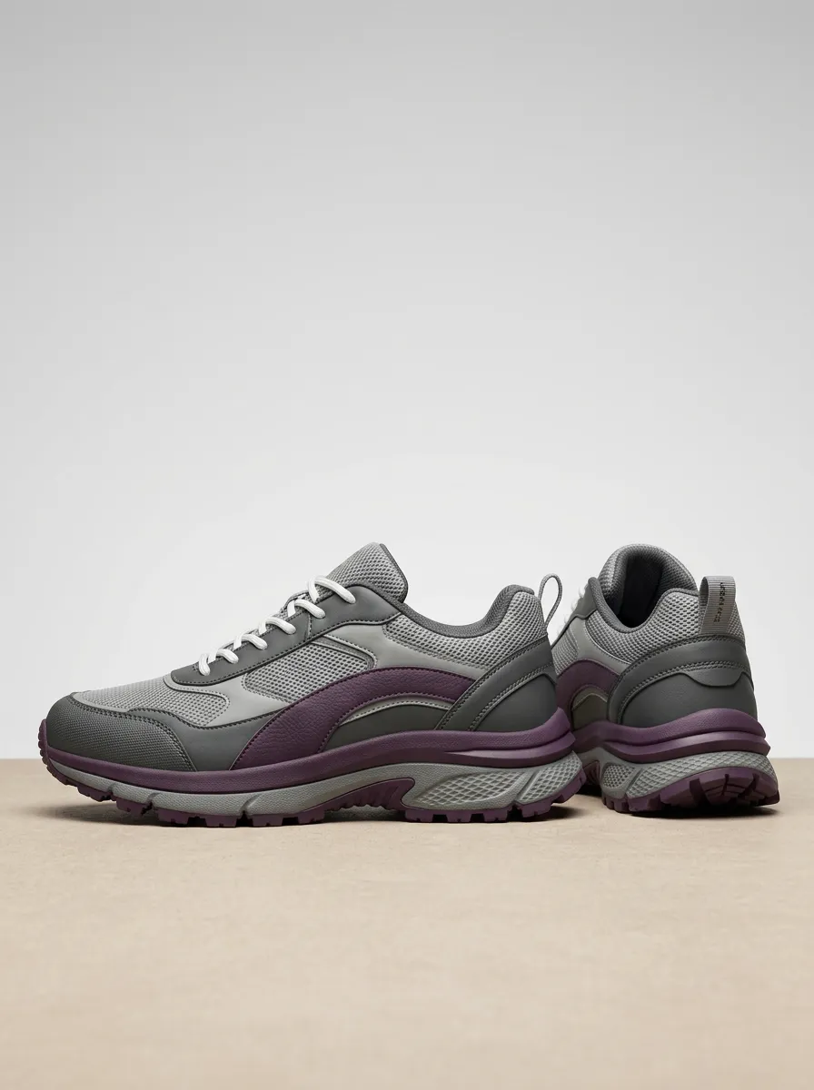 Outdoor-Inspired Colorblock Casual Sneakers