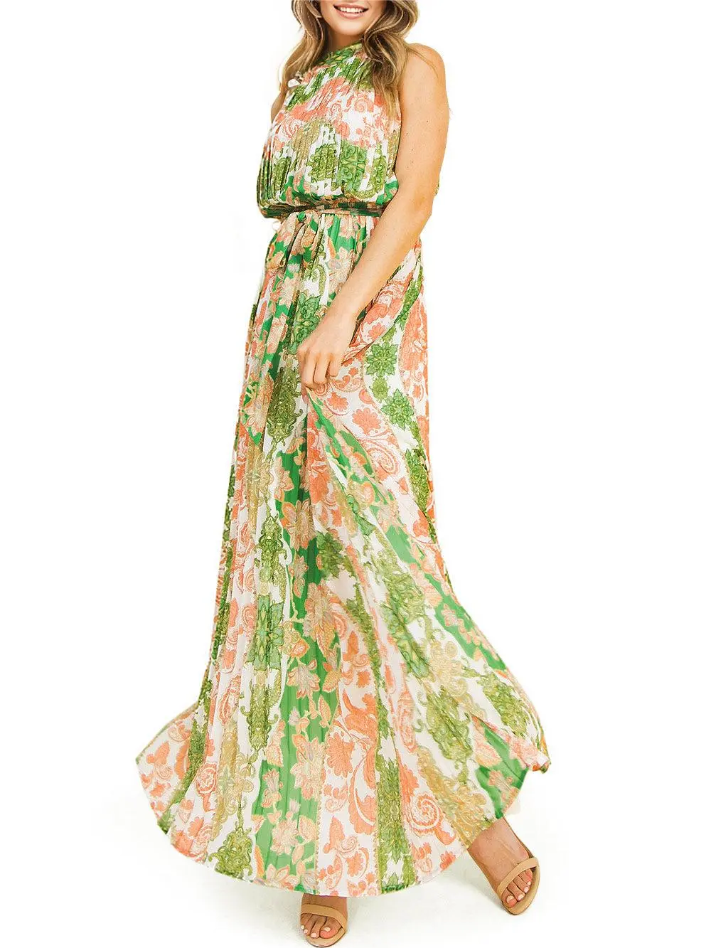Floral Pleat Maxi Dress